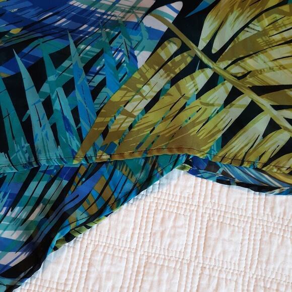 EnFocus Studio Dress Size 4 Palm Leaves Sleeveless Blues Tan Green Lightweight - Picture 6 of 10